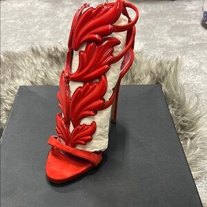 Giuseppe Zanotti Red Stiletto Heels Strappy Design
